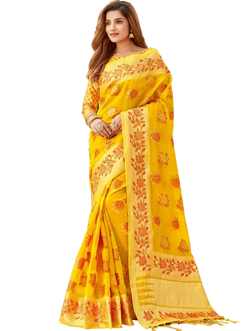 Self Design Woven Saree With Blouse