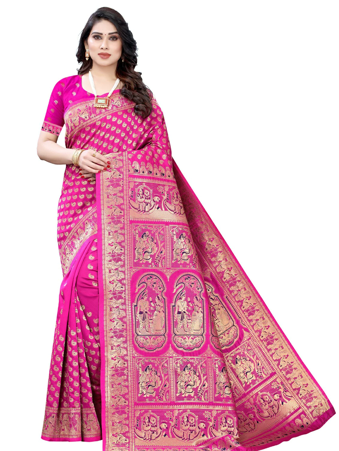 Ethnic Motifs Woven Saree With Blouse